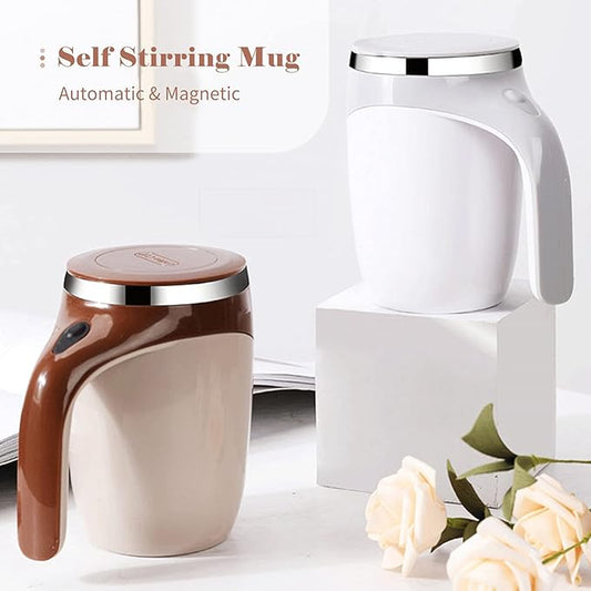 White Self-Stirring Mug Electric Auto-Stirring Cup with Lid