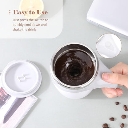 White Self-Stirring Mug Electric Auto-Stirring Cup with Lid