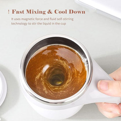 White Self-Stirring Mug Electric Auto-Stirring Cup with Lid