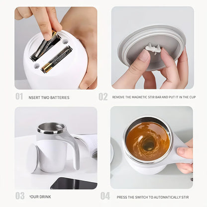 White Self-Stirring Mug Electric Auto-Stirring Cup with Lid